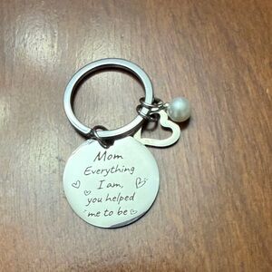 Heartfelt Silver Keychain with Pearl Accent